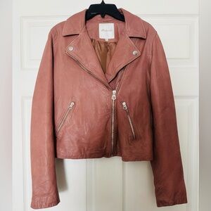 🦊 HP Madewell Mauve Washed Leather Biker Jacket